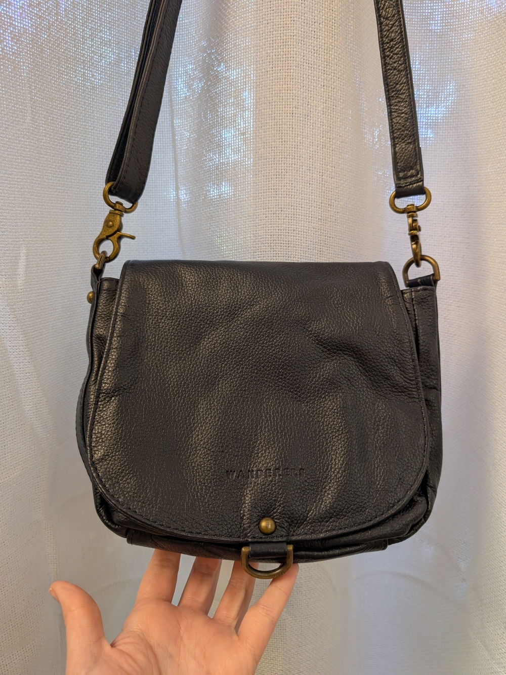 Wanderers Dark Navy Blue Small Leather Crossbody Bag